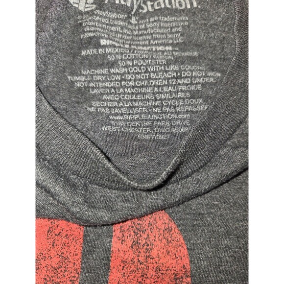 PlayStation T-Shirt Men's Medium Gray Retro Distressed Logo Graphic Tee Gaming - Picture 3 of 3